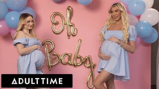 Bájos terhes barinők hármasban: Rylee Blake és Aubrey Kate kefélnek egy hűtlen férjjel!