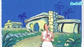 Cuki tinédzser wilma flintstone cosplayben masturbál és leszopja a termetes fazsat